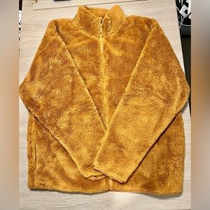 Orange fluffy Zip up Jacket